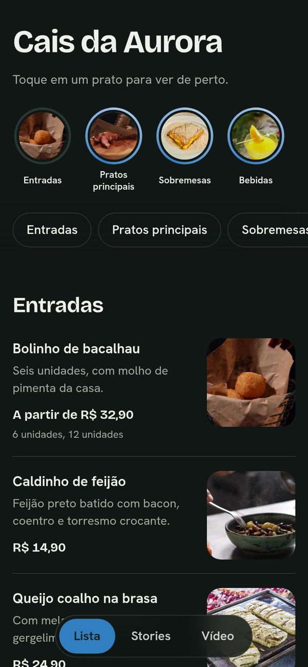 A mesma lista no tema escuro